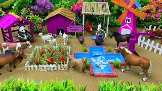 Top DIY Farm Diorama with House for Cow, Pig, Fish Pond | How to Plant Fruits and Vegetables