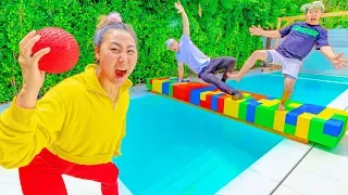 $10,000 DOLLAR DODGEBALL CHALLENGE!! (DON'T FALL IN THE POOL)