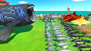 Aquatics Revolt Battle with Megalodon VS The Bloop - Animal Revolt Battle Simulator