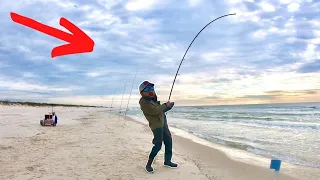 Beach Fishing For GIANTS with Tiny Baits!