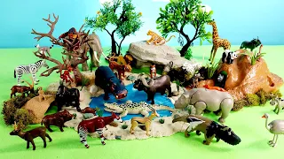 Safari Dioramas and Playmobil Animal Figurines - Learn Animal Names