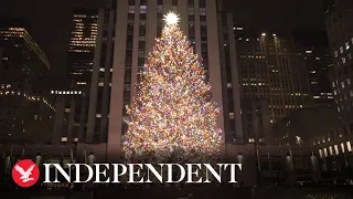 79-foot-tall Rockefeller Christmas tree lights up in New York City
