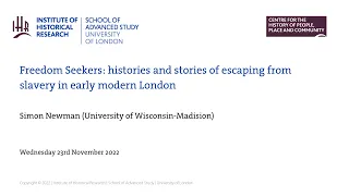 Freedom Seekers: histories and stories of escaping from slavery in early modern London