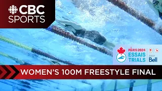 Penny Oleksiak wins women's 100m freestyle, just misses Olympic qualifying standard at Swim Trials