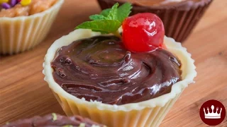 Tortinha-trufa com casca de chocolate (feita na forma para cupcake) | Gabi Rossi | Bom Gosto
