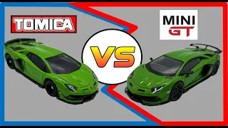 MiniGT VS Tomica! Lamborghini Aventador SVJ Diecast Duel!