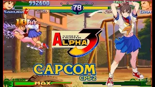 Street Fighter Alpha 3(Zero 3) Expert difficulty Sakura Kasugano 2:0 Playthrough