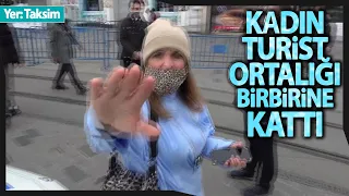Taksim’de Kadın Turist Gazeteciye Saldırdı...O Anlar Kamerada