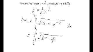 Calculus Help: Find the arc length of y=x^(3/2)   from (1,1)  to ( 2,2√2  )