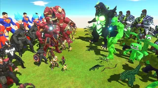 SUPERHEROES WAR - SUPERHEOES TEAM vs GREEN TEAM - Animal Revolt Battle Simulator