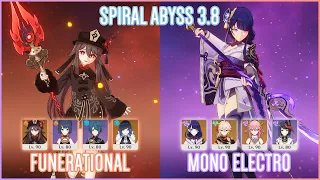 C1 Hu Tao Funerational & C2 Raiden Mono Electro | Spiral Abyss 3.8 | Genshin Impact