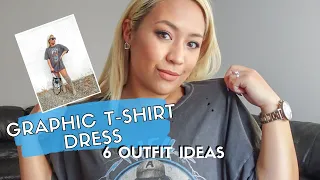 HOW TO STYLE OVERSIZED GRAPHIC TEES | 6 Chic Petite Outfit Ideas - Urban Outfitters T-Shirt Dress