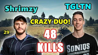 Soniqs Shrimzy & TGLTN - 48 KILLS - CRAZY DUO! - M416 + Mini14 - PUBG