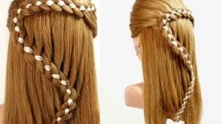 Hairstyles For Long Hair. 4 Strand Braid Hair With Ribbon