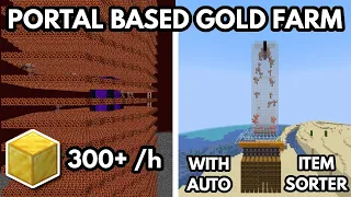 Best 2 Dimensions Gold Farm Minecraft 1.20.6 - 300 Blocks per Hour!