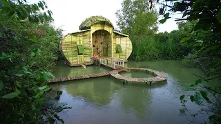 Unbelievable, Survival Girl Living Alone Can Building A Banana House For Camping  Flood Season