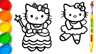 Draw Beautiful Hello Kitty Colouring, Painting For Kids and Toddlers | Easy Drawing #363