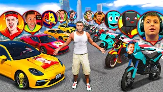 🍿 COLECIONANDO CARROS E MOTOS DE YOUTUBERS no GTA 5 - O FILME