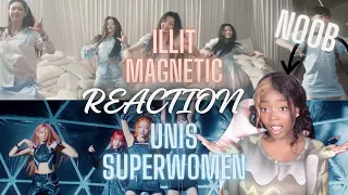 K-POP NOOB Illit Magnetic + Unis Superwomen Reaction