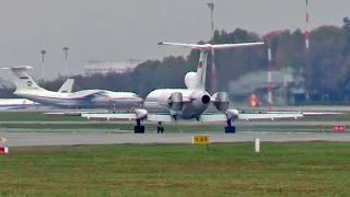 Pilot landed like a feather! Tu-154 on the background of IL-76, IL-96 and Tu-214 / Vnukovo 2021