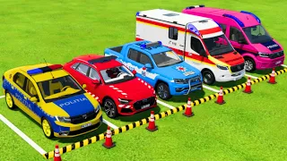 DACIA, AUDI, VOLKSWAGEN POLICE VEHICLES and MERCEDES AMBULANCE EMERGENCY TRANSPORTING ! FS22