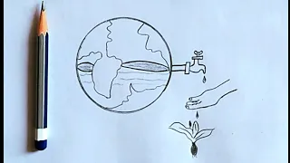 how to draw a save water drawing easy step by step @Abhay arts