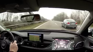 Driving an Audi A6 3.0 TDI Quattro fast on the German Autobahn (Part 1 of 2 )