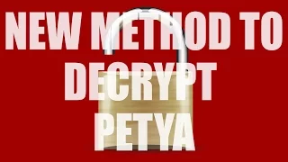 Decrypt Petya Ransomware (New Method)