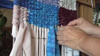 Twined color block table runner using dovetail tapestry join. Part 2