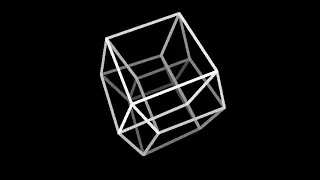 Tesseract-monochrome. Rotation in four-dimensional space. 4D. Fourth dimension. Hyperspace.