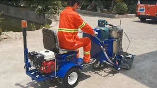 Driving Thermoplastic Road Marking Machine Operation Video