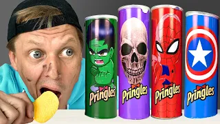 Mukbang Eating Pringles 프링글스를 먹으면 무엇으로 변할까요! Superhero Compilation by OM NOM