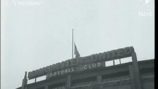 The aftermath of the Munich air disaster with Manchester United team, officials and sports...(1958)