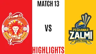 Islamabad United Vs Peshawar Zalmi  | Full Match Highlights | Match 13 | HBL PSL 5  | GAMEPLAY |