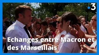 Visite de Macron à Marseille : échanges entre le président et des Marseillais