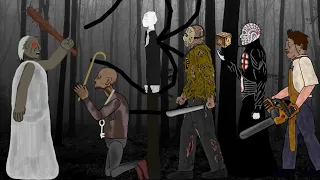 GRANNY vs GRANDPA vs SLENDER MAN vs Pinhead vs Jason Voorhees vs Leatherface - Drawing cartoons 2