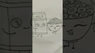 How to draw Milk and Cereal Easy -cartoon food #shorts #colurful #drawing #easy #cute