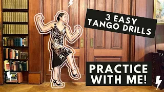 Tango drills- Practice with me! Three easy Argentine tango drills practice session- dance with me!