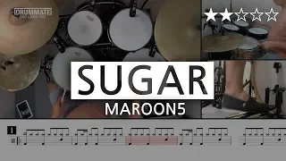 [Lv.04] Sugar - Maroon5  (★★☆☆☆) Pop Drum Cover Score Sheet Lessons Tutorial | DRUMMATE