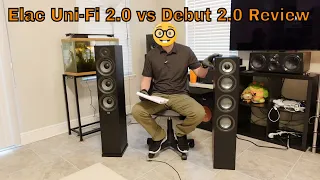 Elac Uni-fi 2.0 VS Elac Debut 2 0, Tower Speaker Review Comparison | Home Theater Audio