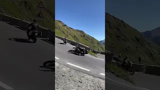 Biker Falls With Their Bike While Negotiating Steep Curve on Stelvio Pass - 1440234