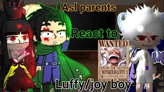 💛💀💙Past ASL Parents react to Luffy/boy💙💀💛 •|One piece|•