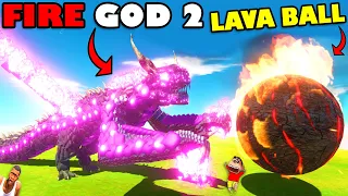 FIRE GOD 2 DEMON SPINOSAURUS FATHER with SKY FALLING LAVA BALLS SHINCHAN and CHOP in ARBS