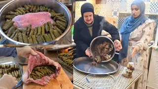 طنجرة ورق عنب بالعصاعيص مع حماتي و إم الرور 🤩