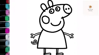 How To Draw Peppa Pig Step by Step, Easy Drawing For Kids and Toddlers | Draw And Color With Me