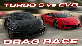 New Turbo S vs EVO * Porsche 992 Turbo S vs Lamborghini Huracan EVO Drag RACE