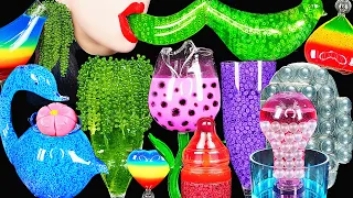 ASMR RAINBOW DRINKS *VAMPIRE ROSE BOBA TEA, HONEY JELLY, SEA GRAPES, FROG EGGS, BIRD GLASS, 신기한 물 먹방