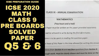 ICSE 2020 Math Class 9 Pre Boards Solved Paper  / Q5 & 6