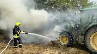 Einsätze Feuerwehr Stromberg - Heuballenbrand und Verkehrsunfall am 29.06.2023