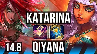 KATARINA vs QIYANA (MID) | 90% winrate, 26/1/5, 9 solo kills, Legendary | BR Master | 14.8